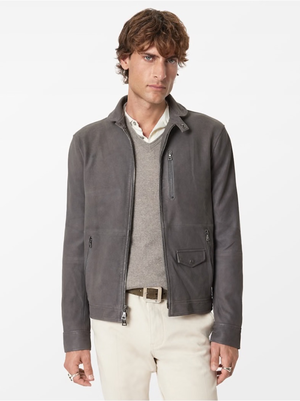 $1998 New John Varvatos Collection York Suede Jacket Size EU 50 US 40 FW 2026